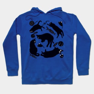 Big Ey Black Cat With Blue Background Hoodie